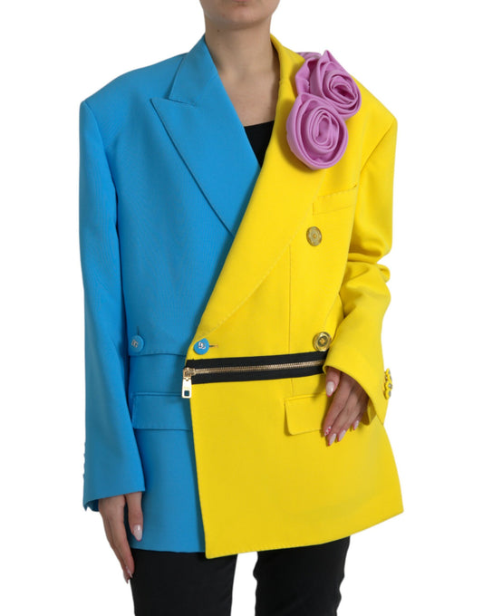 Multicolor Patchwork Floral Appliques Coat Jacket