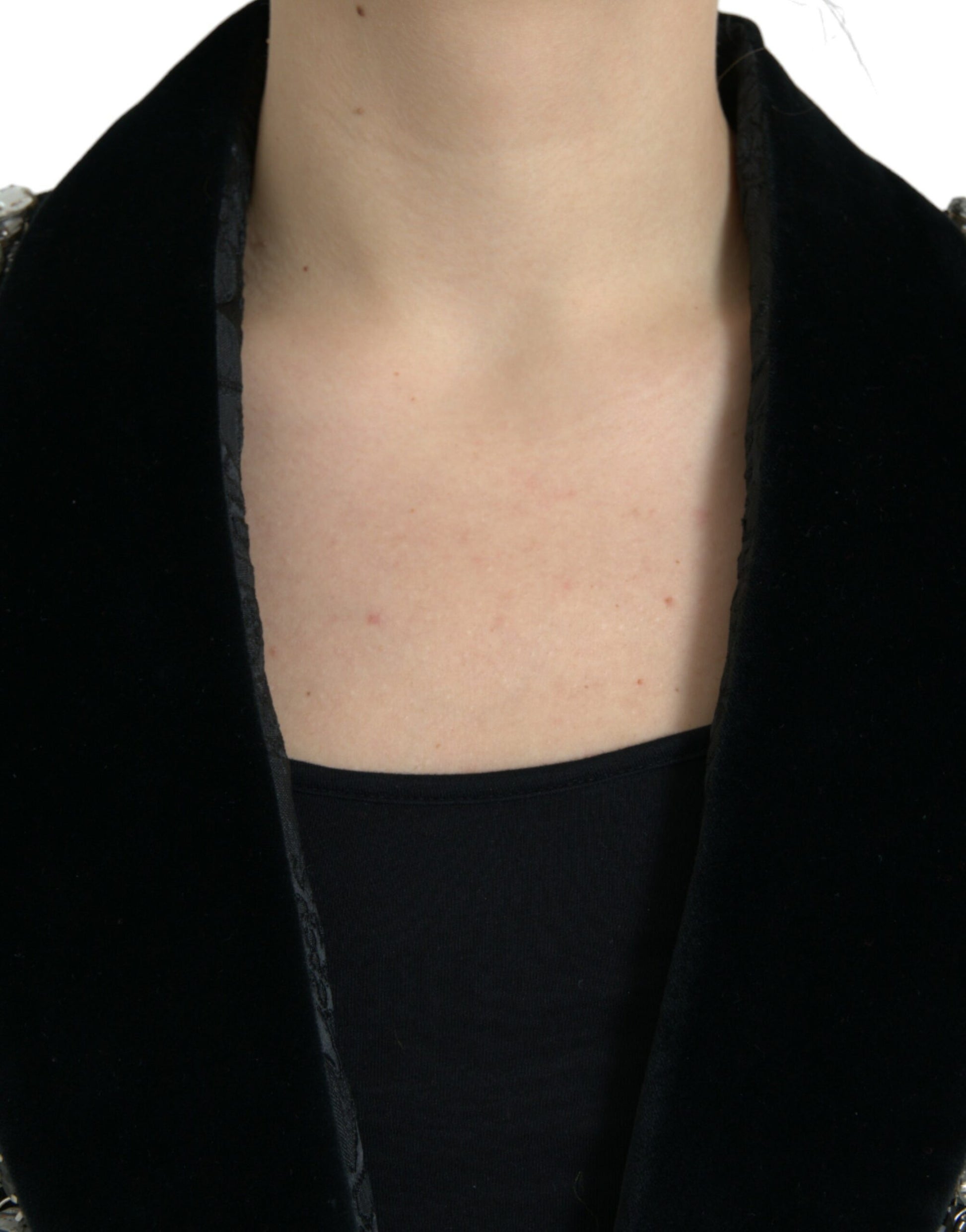 Black Crystal Embellished Overcoat Jacket