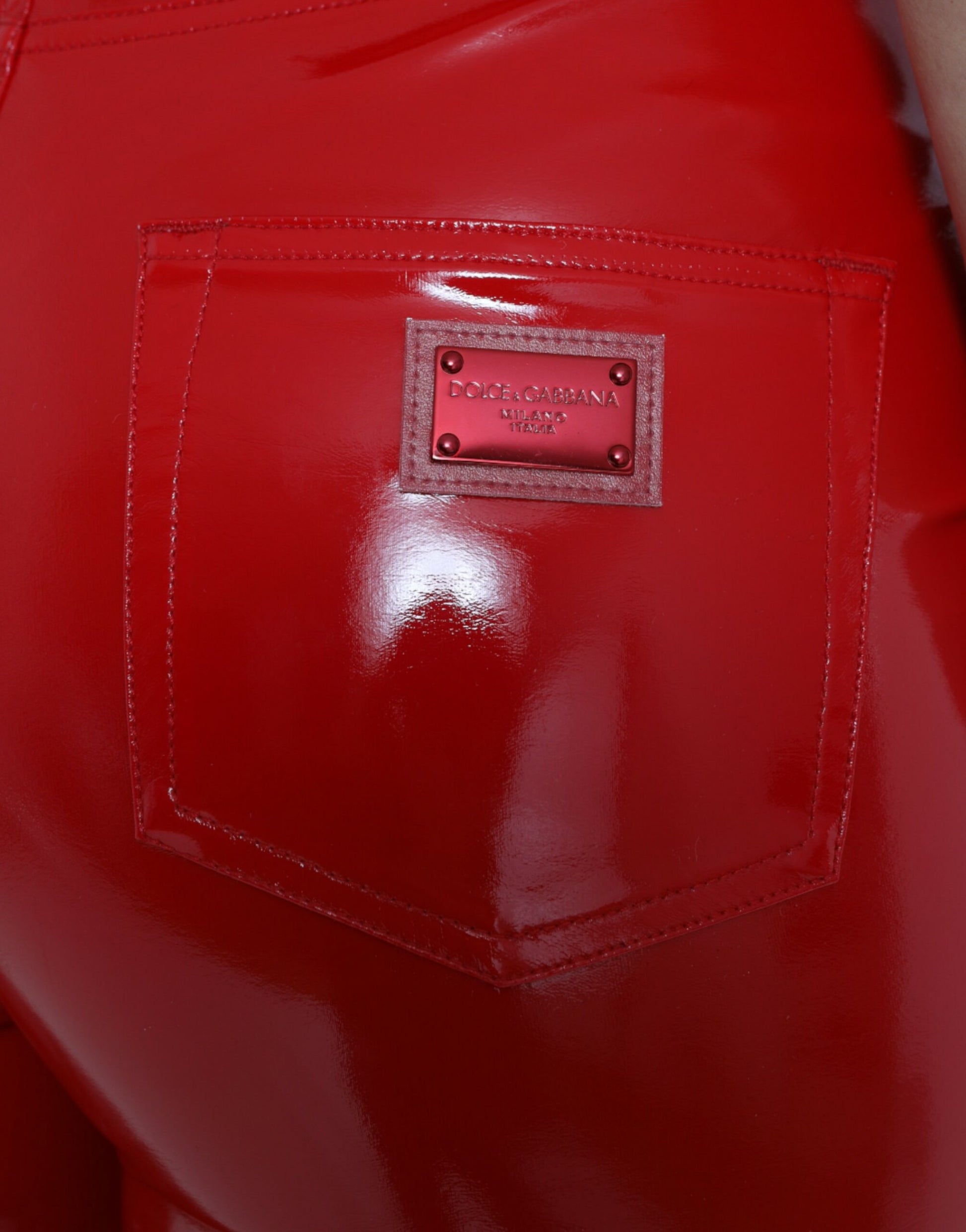 Shiny Red High Waist Skinny Pants