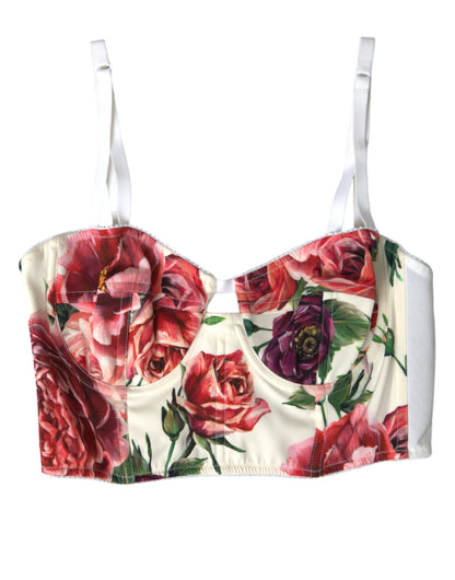 Multicolor Floral Sleeveless Bustier Crop Top