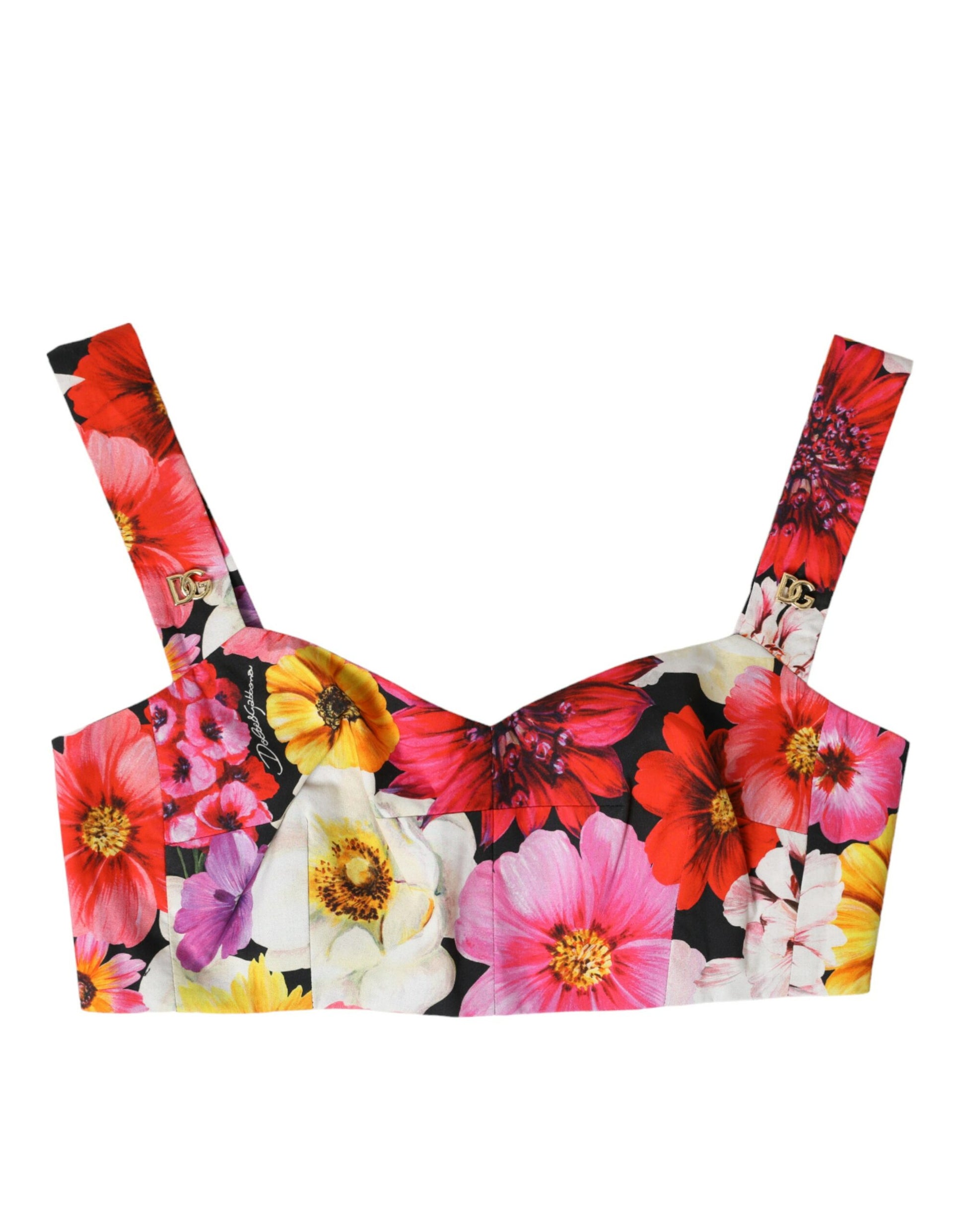 Multicolor Floral Sleeveless Bustier Crop Top