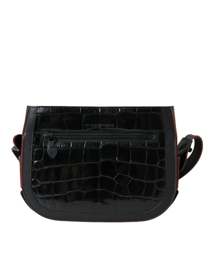 Black Exotic Leather Shoulder Crossbody Camera Bag