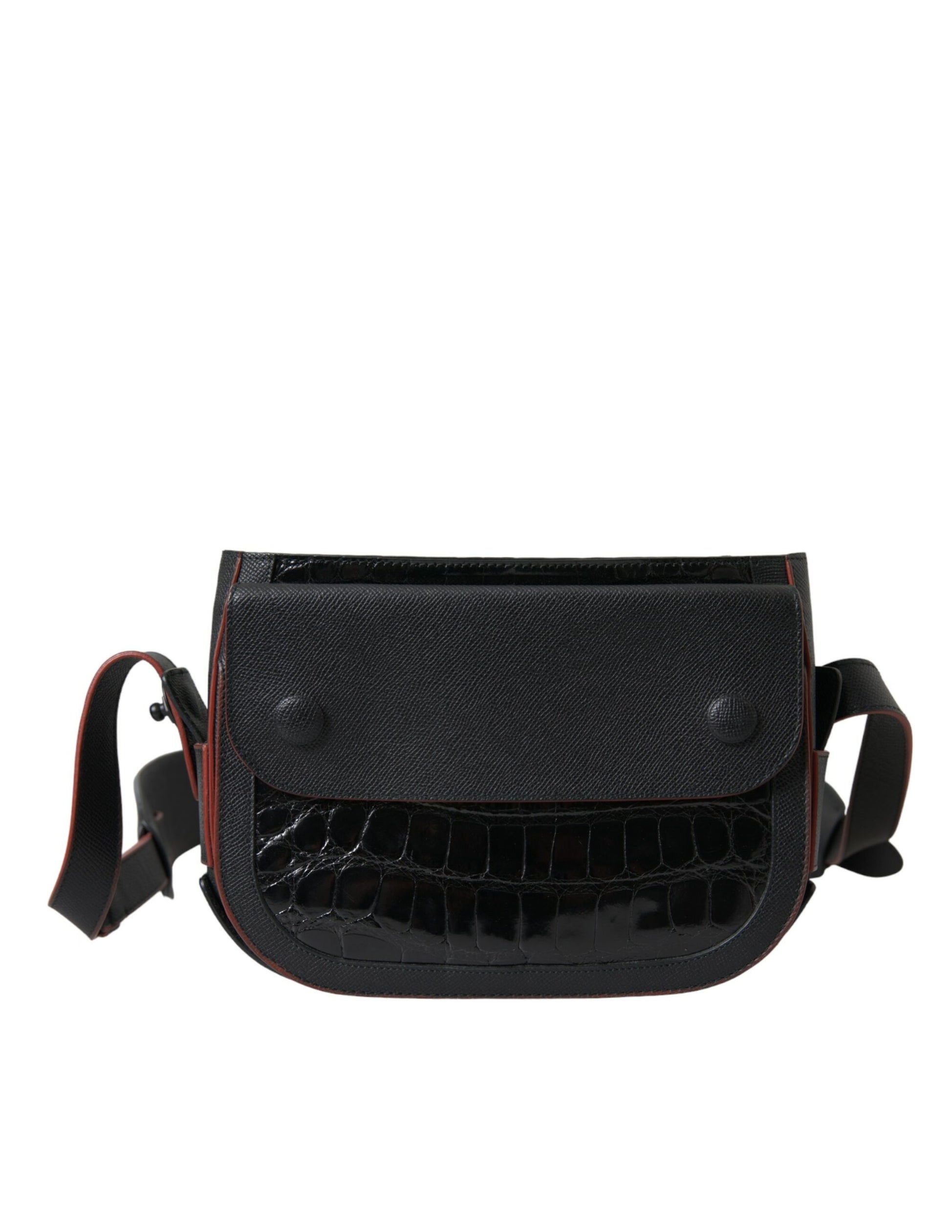 Black Exotic Leather Shoulder Crossbody Camera Bag