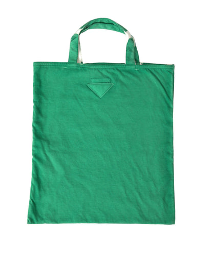 Green Jersey Fabric Logo Shoulder Shopping Tote Shopping Bag