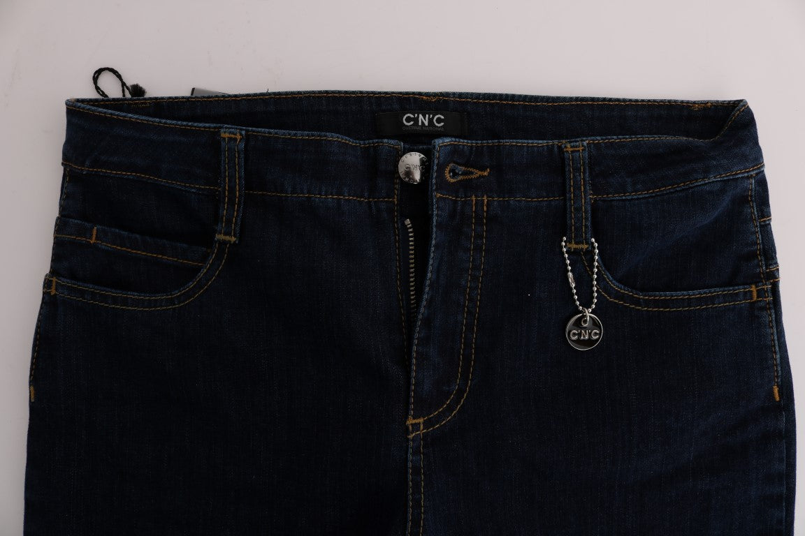Blue Cotton Bootcut Flared Jeans