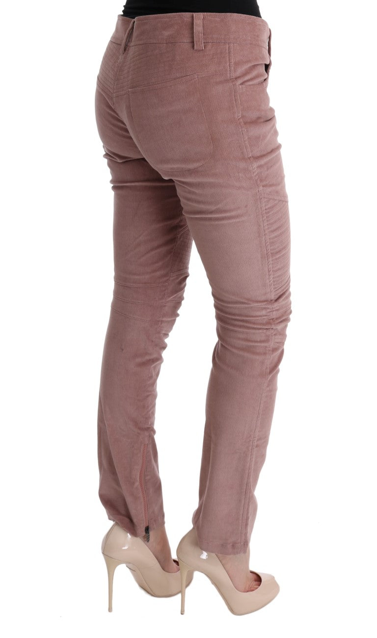 Pink Velvet Cropped Casual Pants