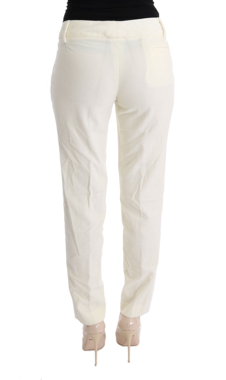 White Cotton Regular Fit Casual Pants