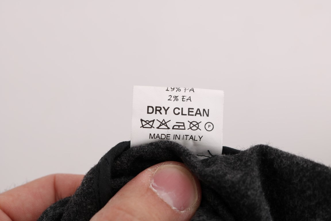 Gray Virgin Wool Skinny Casual Pants