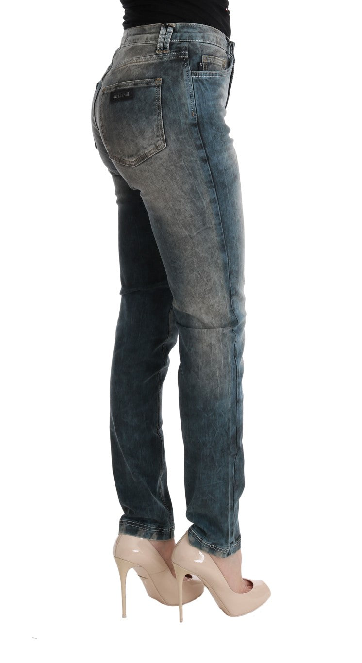 Blue Wash Cotton Blend Slim Fit Jeans