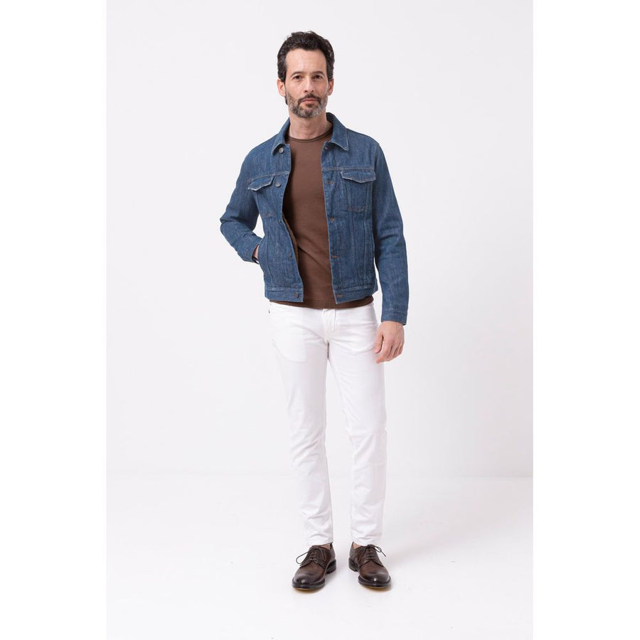 Blue Cotton Men Jacket