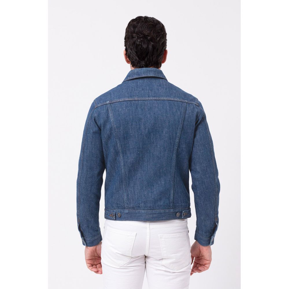 Blue Cotton Men Jacket