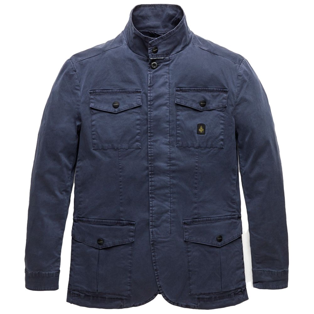 Blue Cotton Men Jacket