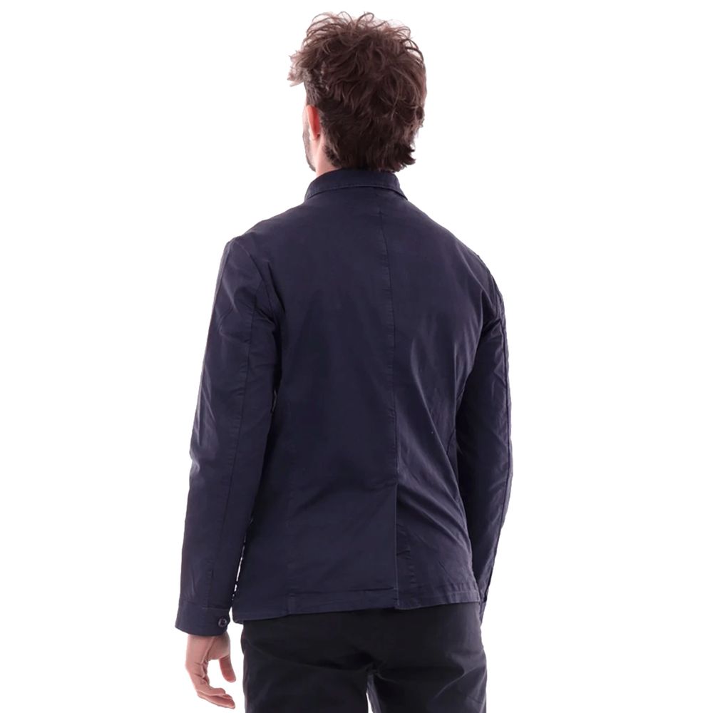 Blue Cotton Men Jacket