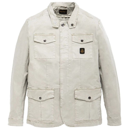 Beige Cotton Men Jacket