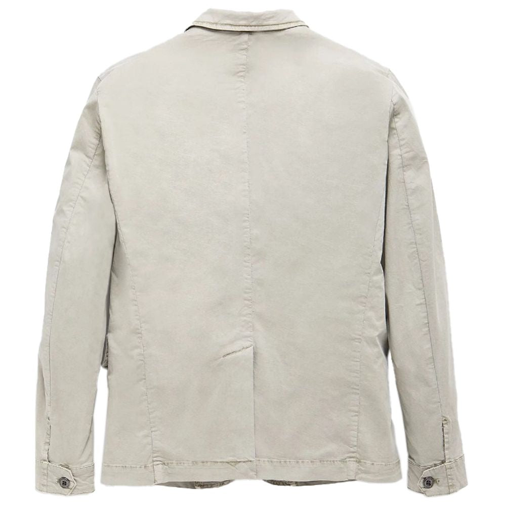 Beige Cotton Men Jacket