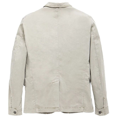 Beige Cotton Men Jacket
