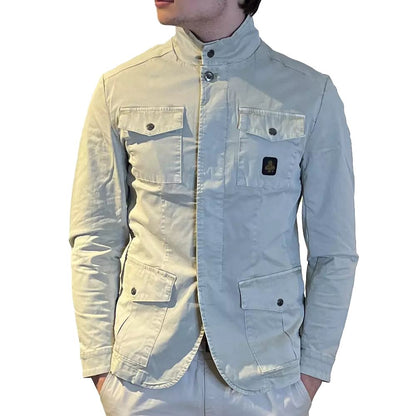Beige Cotton Men Jacket