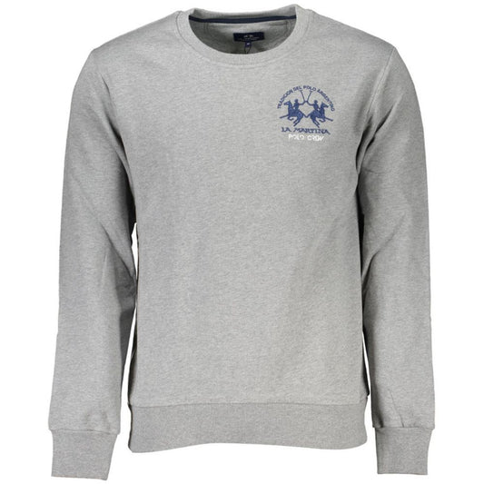 Gray Cotton Men's Crewneck Sweater