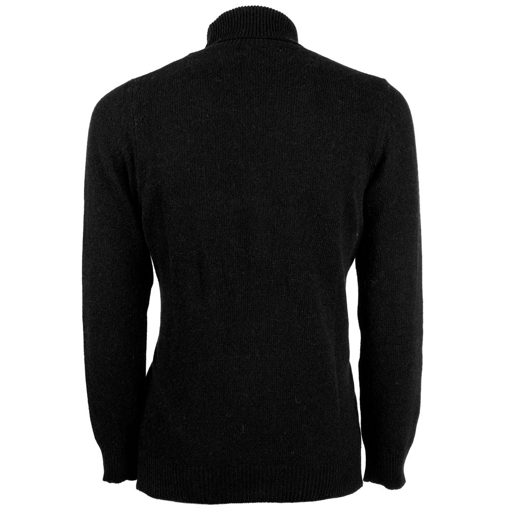 Black Cashmere Men Turtleneck Sweater