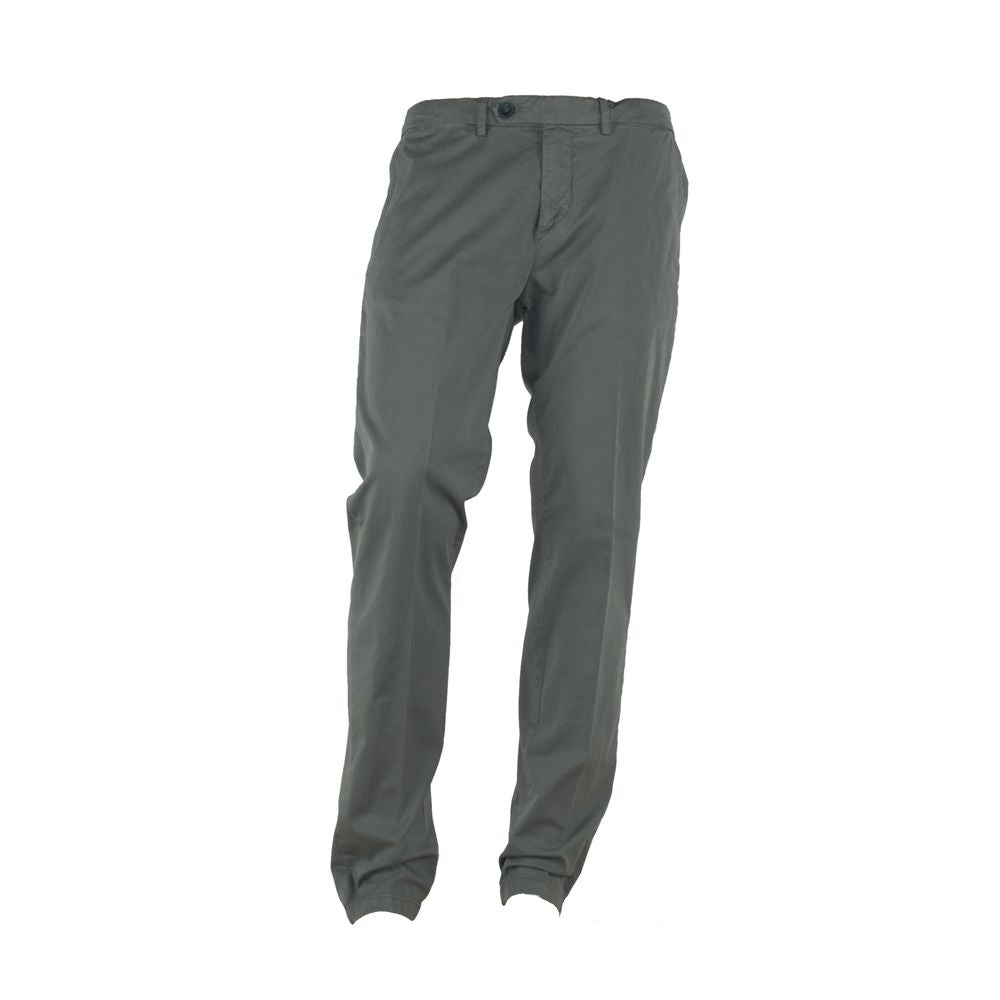 "Gray Cotton Men Trouser with Italian Craftsmanship"