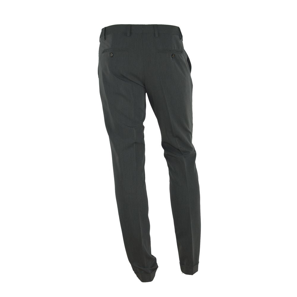 Gray Polyester Men Trousers