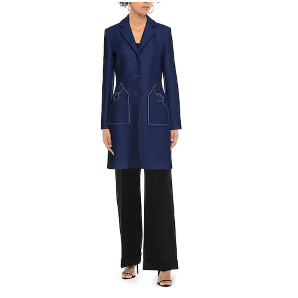 Blue Wool Women Coat