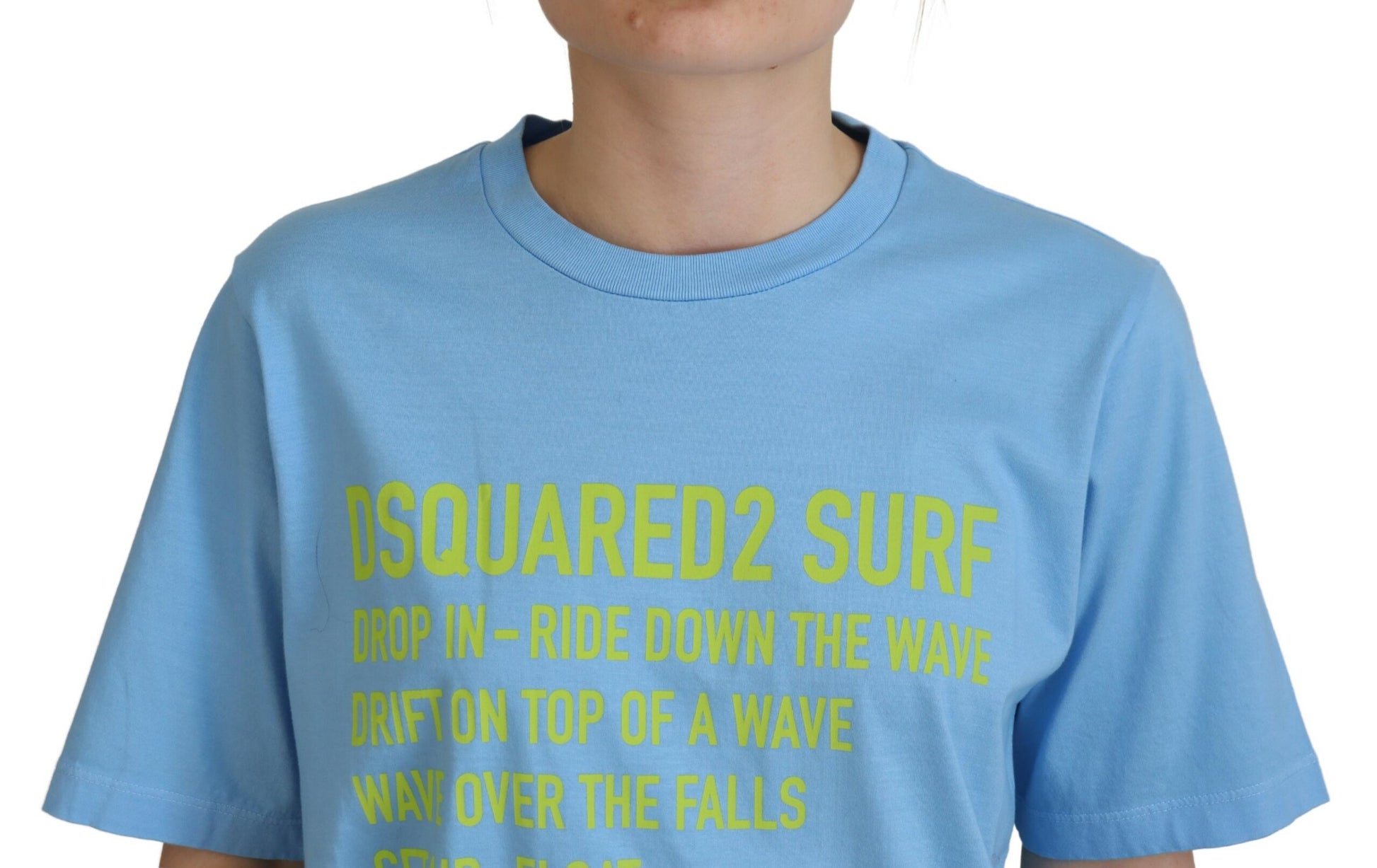 Blue Logo Print Cotton Crewneck Short Sleeve T-shirt