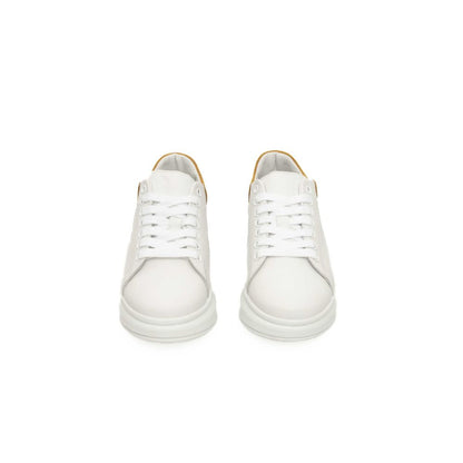 White Cowhide Women Platform Sneaker