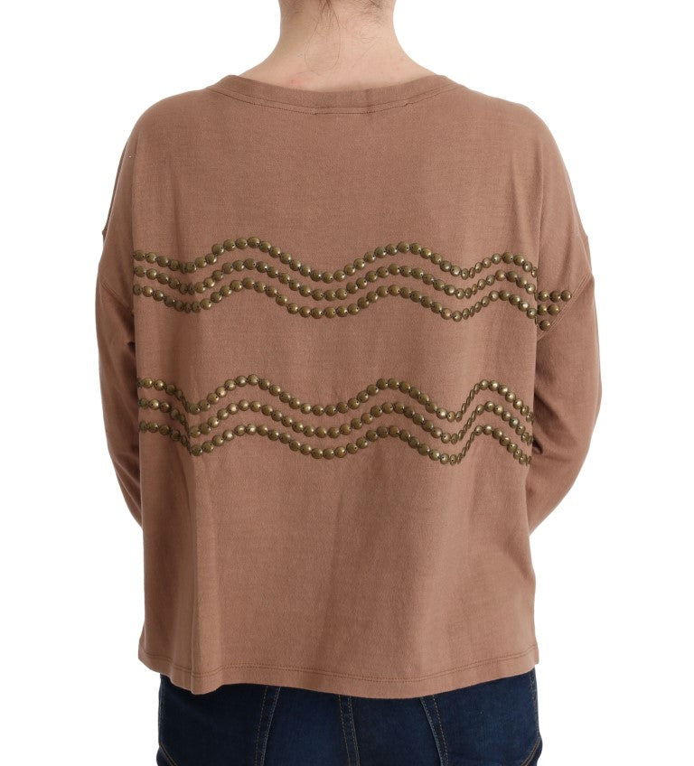 Brown Cotton Studded Sweater