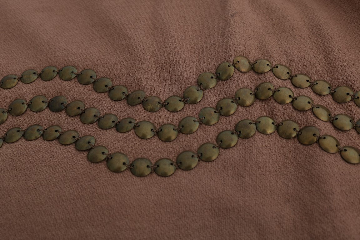 Brown Cotton Studded Sweater