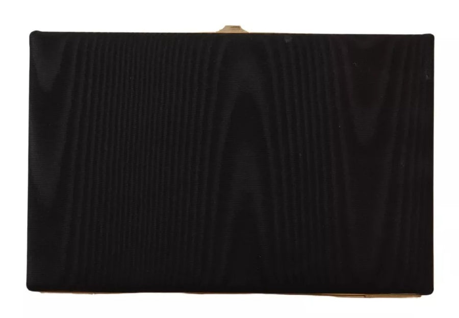 Black Silk Gold Frame Clutch Evening Party Purse Bag