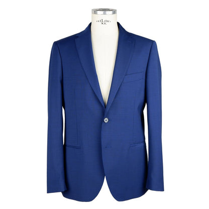 Blue Wool Men Suit