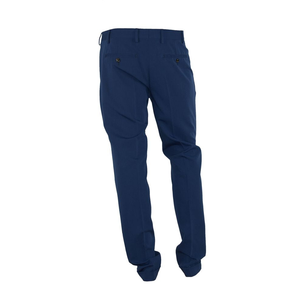 Blue Polyester Men's Trouser