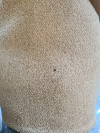 Beige Camel Skin Cashmere Shearling Overcoat Jacket