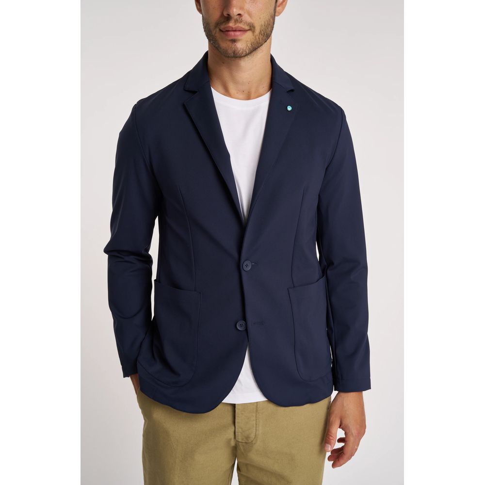 Blue Polyester Men's Lightweight Jacket
