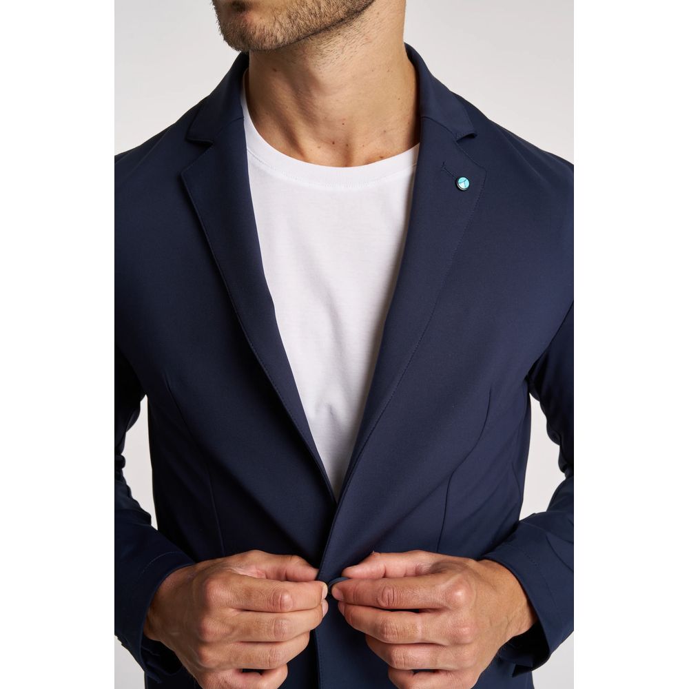 Blue Polyester Men's Lightweight Jacket