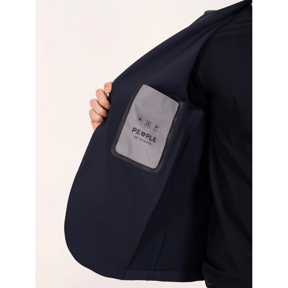 Blue Polyester Men's Lightweight Jacket