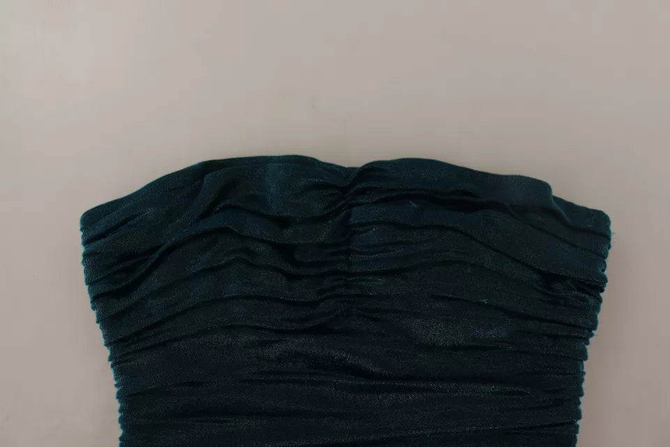 Turquoise Bustier Bodice Draped Midi Dress