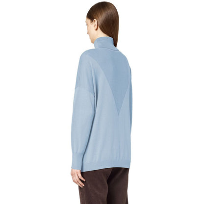 Light Blue Silk Women Sweater