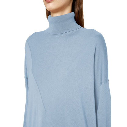 Light Blue Silk Women Sweater