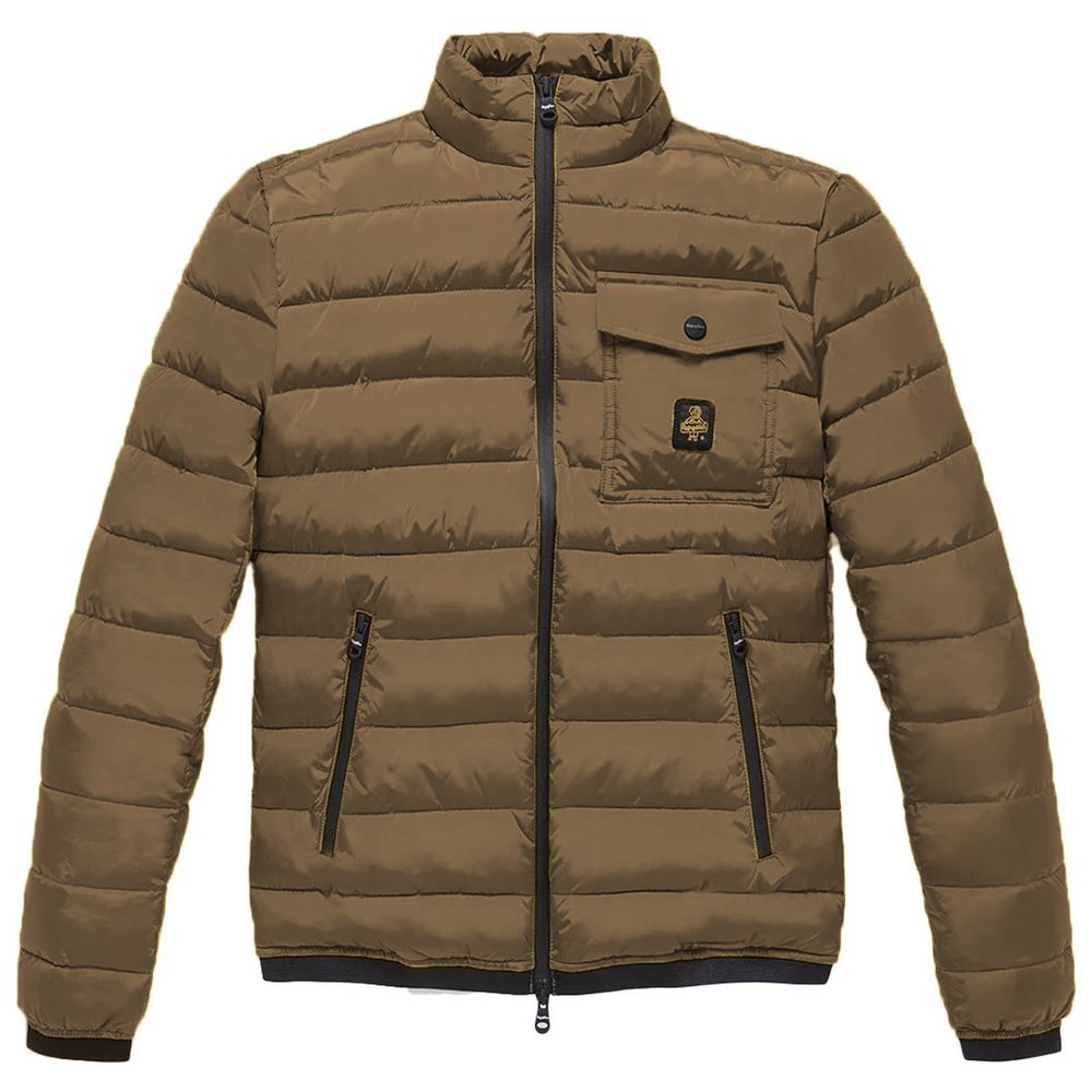 Brown Nylon Men Jacket