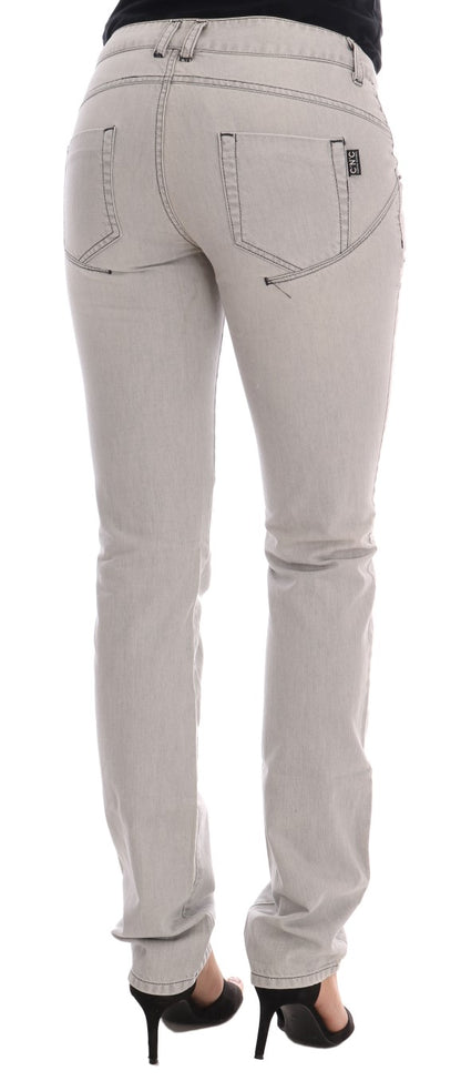 Gray Wash Cotton Slim Jeans