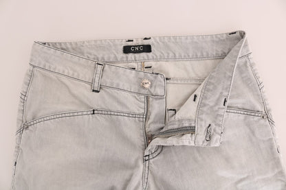 Gray Wash Cotton Slim Jeans