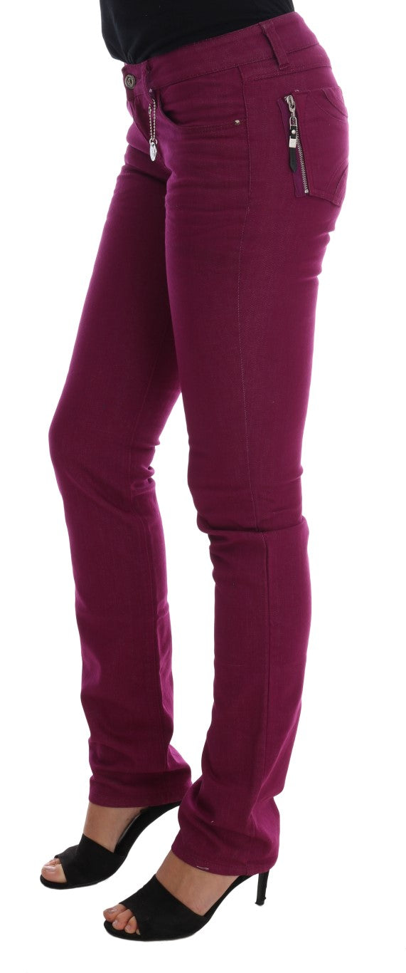 Purple Cotton Stretch Slim Denim Jeans