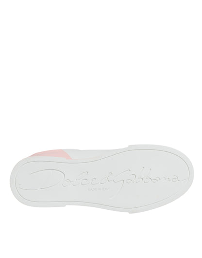 White Pink Portofino Low Top Sneakers Shoes