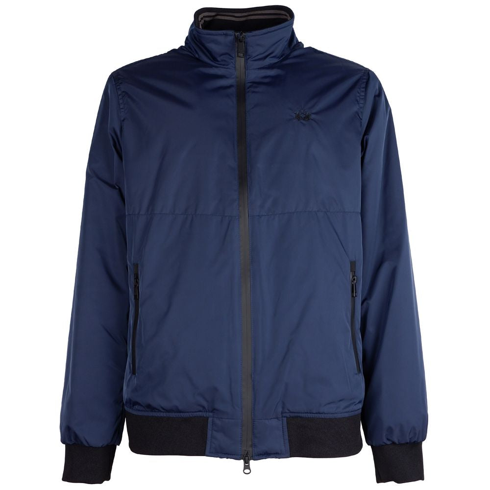 Blue Polyester Men Jacket
