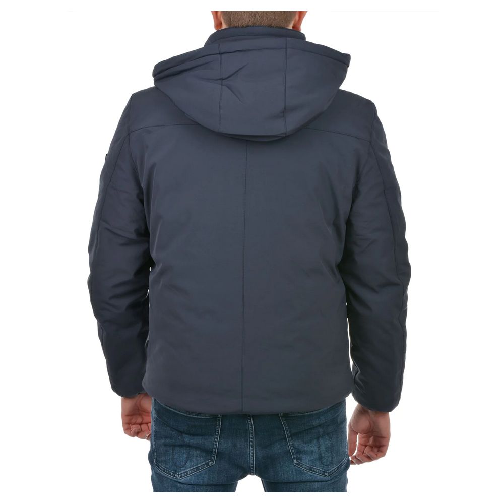 Blue Nylon Men Jacket