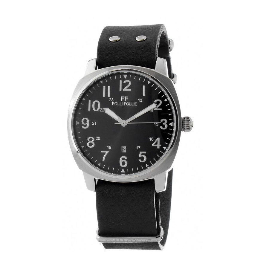 Black Leather Dress Watch