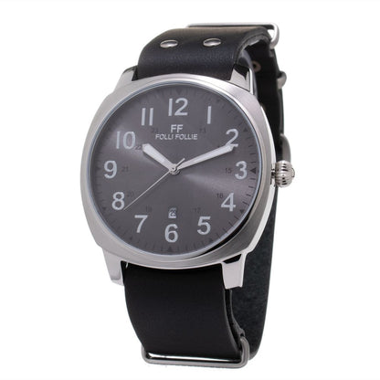 Black Leather Dress Watch