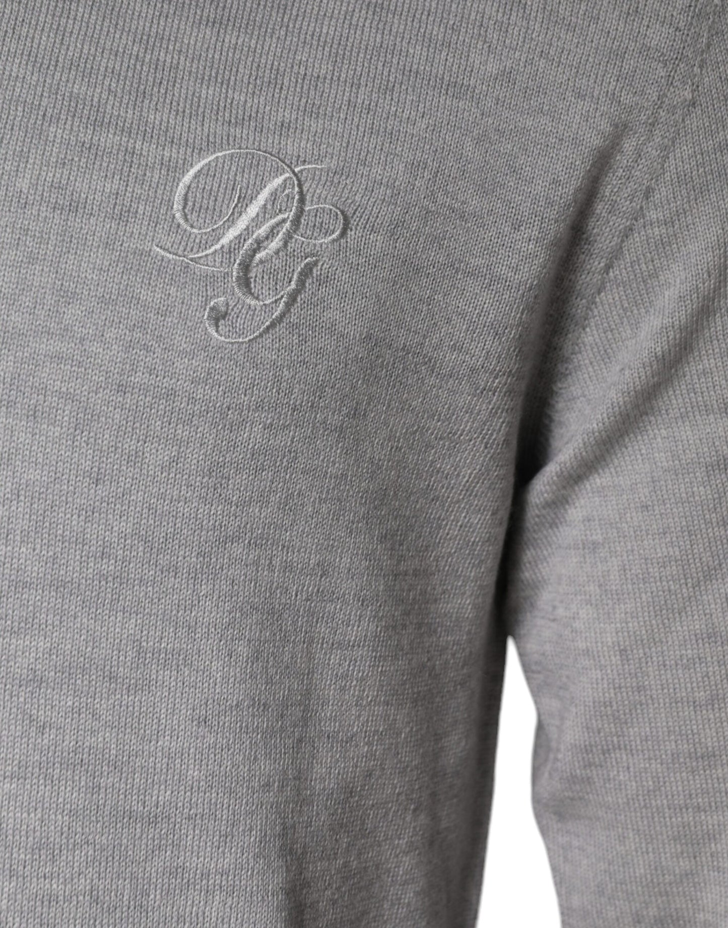 Light Gray Wool Crew Neck Pullover Sweater